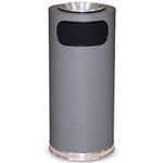 Rubbermaid / United Receptacle SO17SUSCGR Crowne Collection Waste Receptacle - 15 Gallon Capacity - 15" Dia. x 33.5" H - Disposal Opening is 11" W x 5" H - Gray Textured Base with Chrome Accents