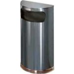 Rubbermaid / United Receptacle SO8-20A European Designer Line Half Round Waste Receptacle - Anthracite with Mirror Chrome - 9 Gallon Capacity - 18" W x 32" H x 9" D - Disposal Opening is 15" W x 5" H