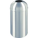 Glaro T1536SA New Yorker Collection Open Dome Top Receptacle - 16 Gallon Capacity - 15" Dia. x 36" H - Satin Aluminum