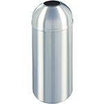 Glaro T1530SA New Yorker Collection Open Dome Top Receptacle - 12 Gallon Capacity - 15" Dia. x 30" H - Satin Aluminum
