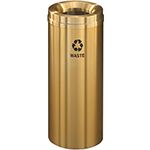 Glaro W1232BE "RecyclePro 1" Receptacle with Large Round Opening - 12 Gallon Capacity - 12" Dia. x 31" H - Satin Brass