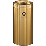 Glaro W1532BE "RecyclePro 1" Receptacle with Large Round Opening - 16 Gallon Capacity - 15" Dia. x 31" H - Satin Brass