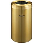 Glaro W1542BE "RecyclePro Value" Receptacle with Large Round Opening - 23 Gallon Capacity - 15" Dia. x 30" H - Satin Brass