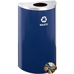 Glaro W1899 RecyclePro Half Round Receptacle with 5.5"  Round Opening - 14 Gallon Capacity - 30" H x 18" W x 9" D - Assorted Colors