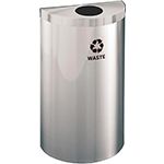 Glaro W1899VSA RecyclePro Value Half Round Receptacle with 5.5" Round Opening - 16 Gallon Capacity - 30" H x 18" W x 9" D - Satin Aluminum