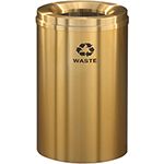 Glaro W2032BE "RecyclePro 1" Receptacle with Large Round Opening - 33 Gallon Capacity - 20" Dia. x 31" H - Satin Brass