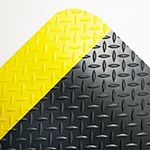 Crown Mats Industrial Deck Plate Ultra Anti-Fatigue Mat with Foam Backing - Black With Yellow Border