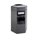 Single-Sided 45-Gallon Hex Windshield Center / Trash Can - 42" H x 25" W x 22" D - Charcoal Gray