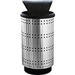 Witt Industries PC35P-SP1-HT Paramount Collection Perforated Receptacle with Hood Top Lid - 35 Gallon Capacity - 18 1/2" Dia. x 43 1/2" H - Stainless Steel in Color