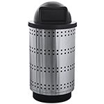 Witt Industries PC55P-SP1-DT Paramount Collection Perforated Receptacle with Dome Top Lid - 55 Gallon Capacity - 23 1/2" Dia. x 49" H - Stainless Steel in Color