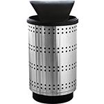 Witt Industries PC55P-SP1-HT Paramount Collection Perforated Receptacle with Hood Top Lid - 55 Gallon Capacity - 23 1/2" Dia. x 49" H - Stainless Steel in Color