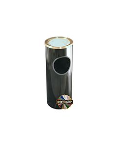 Glaro 141 Mount Everest Ash/Trash Receptacle with Sand Tray Top - 3 Gallon Capacity - 9" Dia. x 23" H - Satin Brass Cover