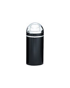 Witt Industries 15DT-22 Monarch Series Dome Top Trash Can with Push Door - 15 Gallon Capacity - 15" Dia. x 35" H - Black with Chrome