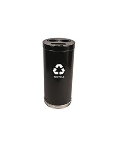 Witt Industries 15RTBK Three Opening Recycling Container - 24 Gallon Capacity - 15" Dia. x 32" H - Black in Color
