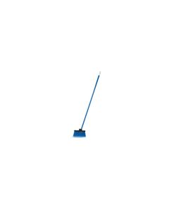 Duo-Sweep® Wide Light Industrial Lobby Broom, Flagged With Blue Metal Threaded Handle - Blue