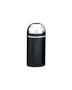 Witt Industries 415DT-22 Monarch Series Open Top Waste Receptacle - 15 Gallon Capacity - 15" Dia. x 35" H - Black with Chrome