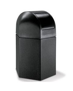 Hex Dome Lid Trash Can - 45 Gallon Capacity - 41 1/2" H x 25" W x 22" D - Black