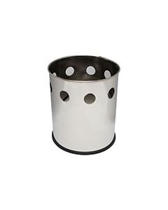 Witt Industries 66SS-HBP Executive Round Wastebasket with Hole Band Pattern - 4 gallon capacity - 10 1/8" Dia. x 11 5/8" H - Stainless Steel in Color