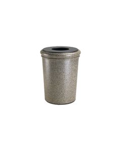 50 Gallon StoneTec Round Concrete Trash Can - 25 1/2" Dia. x 33 1/4" H - Riverstone in Color