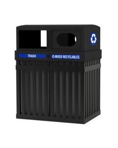 Commercial Zone ArchTec Parkview Dual Recycling Container - 50 Gallon Capacity - 29 3/4" W x 21 3/4" D x 39 1/2" H - Black in Color