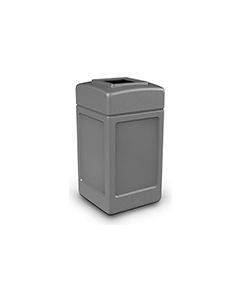 Commercial Zone 732103 Square Open Top Trash Can - 42 Gallon Capacity - 34.5" H x 18.5" Sq. - Gray