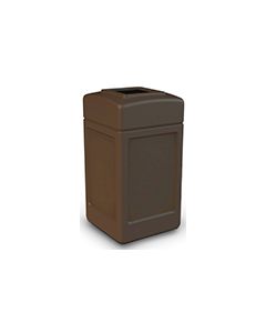 Commercial Zone 732137 Square Open Top Trash Can - 42 Gallon Capacity - 34.5" H x 18.5" Sq. - Brown