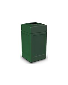 Commercial Zone 732153 Square Open Top Trash Can - 42 Gallon Capacity - 34.5" H x 18.5" Sq. - Forest Green