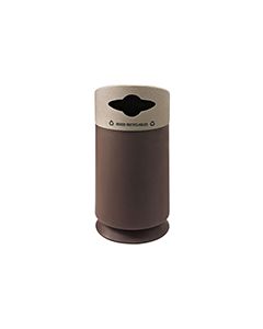Commercial Zone 7532433999 Galaxy Collection Recycling Receptacle with "Mixed Recyclables" Lid - 35 Gallon Capacity - 21 1/2" Dia. x 42 1/2" H - Brown Base with Lunar Sand Top