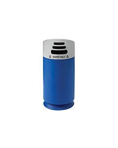 Commercial Zone 7533414099 Galaxy Collection Recycling Receptacle with "Paper Only" Lid - 40 Gallon Capacity - 21 1/2" Dia. x 45 1/2" H - Blue Base with Comet Gray Top