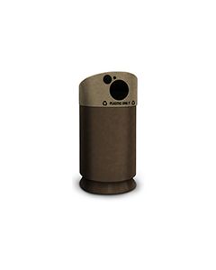 Commercial Zone 7533423999 Galaxy Collection Recycling Receptacle with "Plastic Only" Lid - 40 Gallon Capacity - 21 1/2" Dia. x 45 1/2" H - Brown Base with Lunar Sand Top