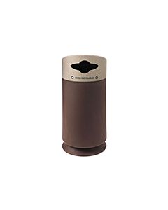 Commercial Zone 7533433999 Galaxy Collection Recycling Receptacle with "Mixed Recyclables" Lid - 40 Gallon Capacity - 21 1/2" Dia. x 45 1/2" H - Brown Base with Lunar Sand Top