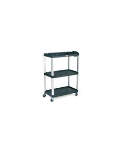 Rubbermaid 9T33 Audio-Visual Cart, Open Cart with 3 Shelves, 4" dia Casters - 36.5" L x 20" W x 48.13" H - 300 lb capacity - 32" Max TV Size