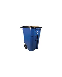 Rubbermaid 9W27-73 BRUTE Recycling Rollout Container with Lid - 50 Gallon Capacity - 28.5" L x 23.38" W x 36.5" H