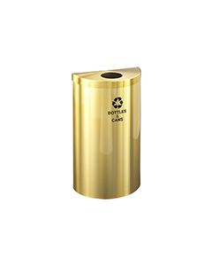 Glaro B1899VBE RecyclePro Value Half Round Receptacle with Round Opening - 16 Gallon Capacity - 30" H x 18" W x 9" D - Satin Brass