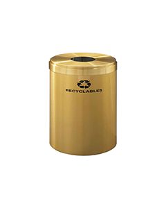 Glaro B2042BE "RecyclePro Value" Receptacle with Round Opening - 41 Gallon Capacity - 20" Dia. x 30" H - Satin Brass