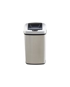 Nine Stars DZT-50-7 Infrared Touchless Waste Receptacle - 13.2 Gallon Capacity - 14 1/2" L x 10 1/2" W x 29 1/2" H - Stainless Steel with Black/Silver Top