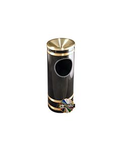 Glaro F1955 Monte Carlo Collection Ash/Trash Receptacle with Funnel Top - 3 Gallon Capacity - 9" Dia. x 23" H - Satin Brass Accents
