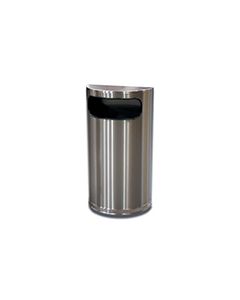 Imprezza HR9SSPL Side Entry Half Round Waste Can - 9 Gallon Capacity - 18" W x 32" H x 9" D - Stainless Steel Body with Chrome Base