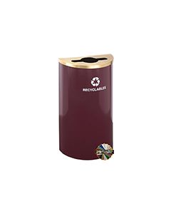 Glaro M1899 RecyclePro Half Round Receptacle with Multi-Purpose Opening - 14 Gallon Capacity - 30" H x 18" W x 9" D - Assorted Colors