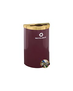 Glaro M1899V RecyclePro Value Half Round Receptacle with Multi-Purpose Opening - 16 Gallon Capacity - 30" H x 18" W x 9" D - Assorted Colors