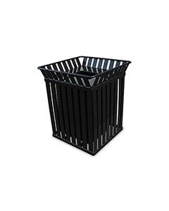 Witt Industries M3601-SQ Oakley Collection Slatted Square Waste Receptacle - 36 Gallon Capacity -  28" Sq x 32.75" H - Silver, Black, Brown, and Green