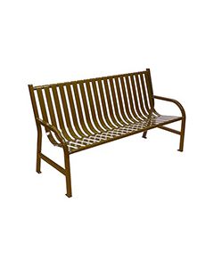 Witt Industries M5-BCH Oakley Collection Slatted Metal Bench - 60" W x 24" D x 34" H - Brown, Black and Green