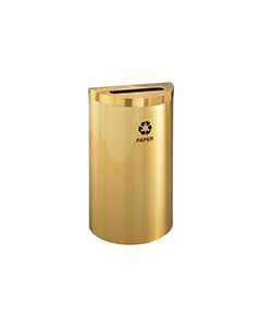 Glaro P1899VBE RecyclePro Value Half Round Receptacle with Slot Opening - 16 Gallon Capacity - 30" H x 18" W x 9" D - Satin Brass