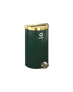 Glaro P1899V RecyclePro Value Half Round Receptacle with Slot Opening - 16 Gallon Capacity - 30" H x 18" W x 9" D - Assorted Colors