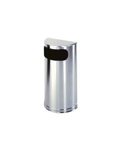 Rubbermaid / United Receptacle SO8SSS Metallic Designer Line Half Round Waste Receptacle - Satin Stainless Steel - 9 Gallon Capacity - 18" W x 32" H x 9" D - Disposal Opening is 15" W x 5" H
