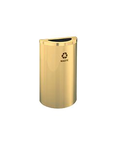 Glaro T1899VBE RecyclePro Value Half Round Receptacle with Half Round Opening - 16 Gallon Capacity - 30" H x 18" W x 9" D - Satin Brass