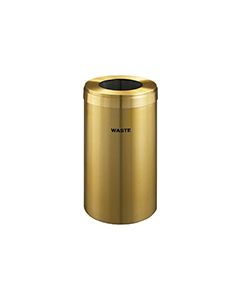Glaro W1542BE "RecyclePro Value" Receptacle with Large Round Opening - 23 Gallon Capacity - 15" Dia. x 30" H - Satin Brass
