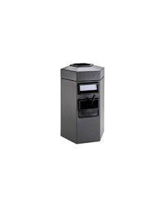 Single-Sided 45-Gallon Hex Windshield Center / Trash Can - 42" H x 25" W x 22" D - Charcoal Gray