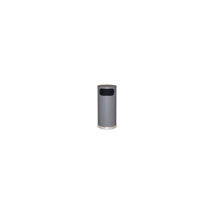Rubbermaid / United Receptacle SO17SCGR Crowne Collection Waste Receptacle - 15 Gallon Capacity - 15" Dia. x 33.5" H - Disposal Opening is 11" W x 5" H - Gray Body with Chrome Accents