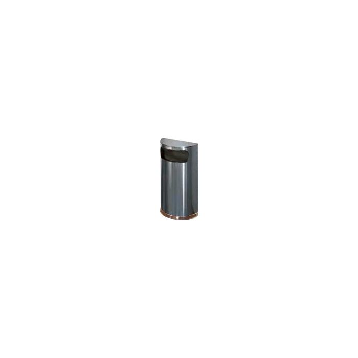 Rubbermaid / United Receptacle SO8-20A European Designer Line Half Round Waste Receptacle - Anthracite with Mirror Chrome - 9 Gallon Capacity - 18" W x 32" H x 9" D - Disposal Opening is 15" W x 5" H